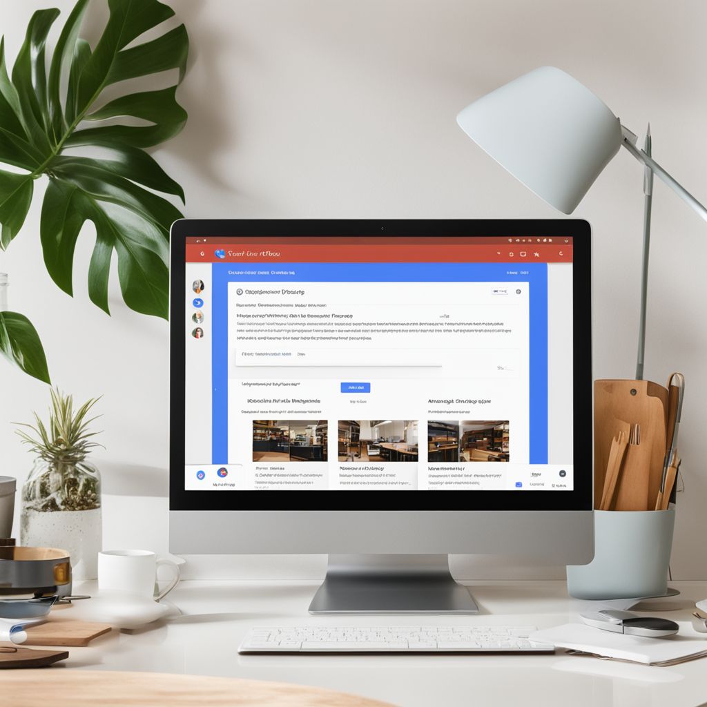 A computer screen displaying an optimized Google Business Profile page, focusing on the details of the profile setup, Photograph, captured in a close-up view with a sharp focus lens to highlight the clarity and detail of the profile features.